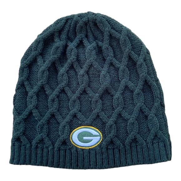 Fanatics NFL Pro Line Green Bay Packers Dark Green Cable Knit Beanie One Size - Picture 1 of 7